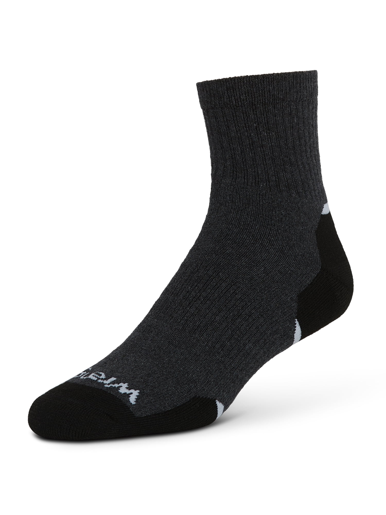 Wrangler Essential Cool Comfort Men’s Full-Cushion Quarter Socks, 6-12, Charcoal Heather, 12-Pack