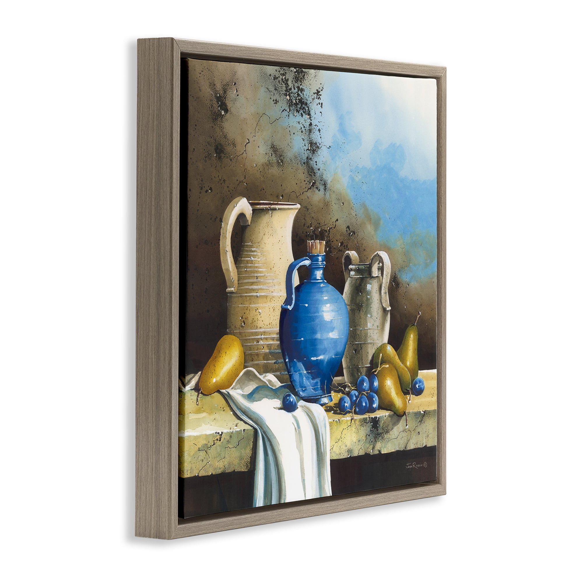 Stupell Industries Country Vineyard Still Life Food & Beverage Painting Brown Floater Framed Canvas Art Print Wall Art, 18 x 18