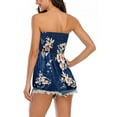 thumbnail image 5 of Licupiee Women Sexy Strapless Tube Top Holiday Floral Print Strapless Pleated Tunic Tanks Tops, 5 of 6