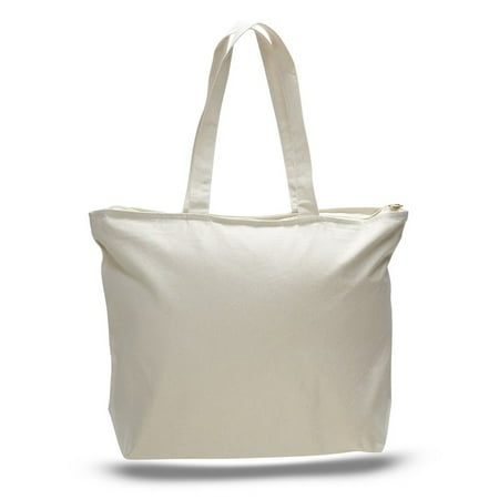 Heavy Canvas Tote Bag with Zip Top