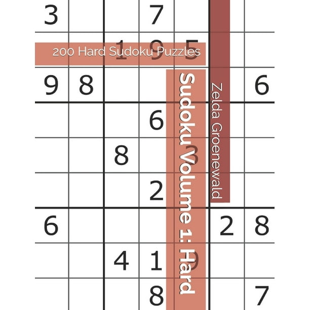 sudoku difficult sudoku volume 1 200 hard sudoku puzzles paperback large print walmart com