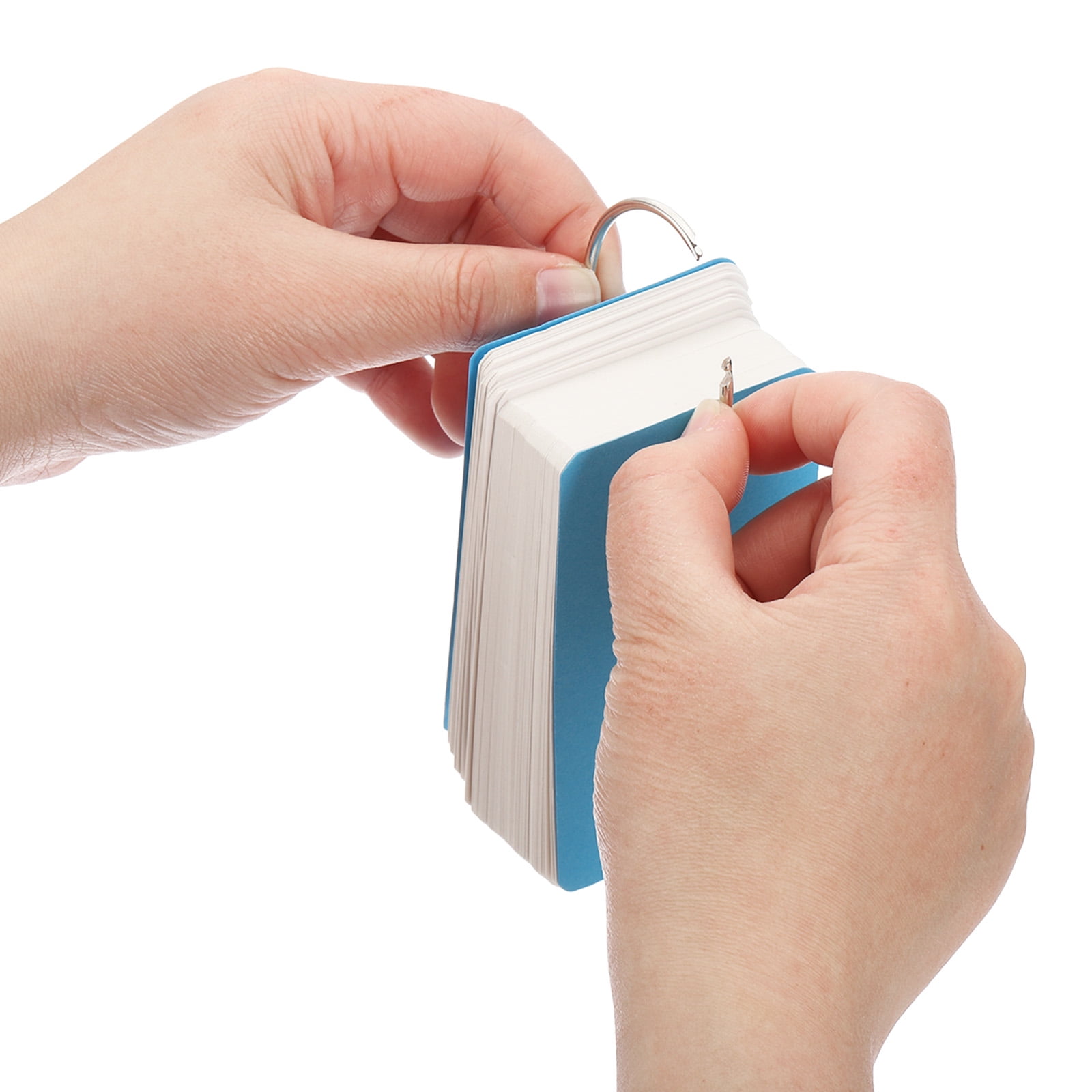 10pcs Flash Card with Ring, 3.5x2" Flash Card Blank 100 Sheets Each White Blank Index Cards Small Note Cards for Studying Memory Learning, Blue