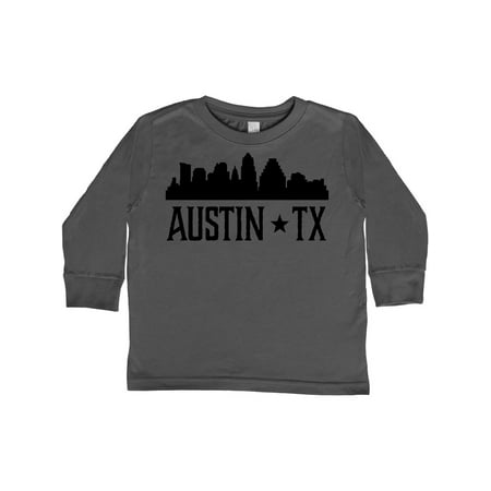 

Inktastic Austin Texas Skyline Silhouette TX City Gift Toddler Boy or Toddler Girl Long Sleeve T-Shirt