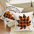 thumbnail image 2 of 4 Pack Pumpkin Patch Farm Fresh Pumpkin Throw Pillow Covers Home Fall Buffalo Check Plaid Truck with Maple Leaf Autumn Harvest Decorative Pillow Cases Cotton Linen 18x18 Inch Thanksgiving Gifts, 2 of 6