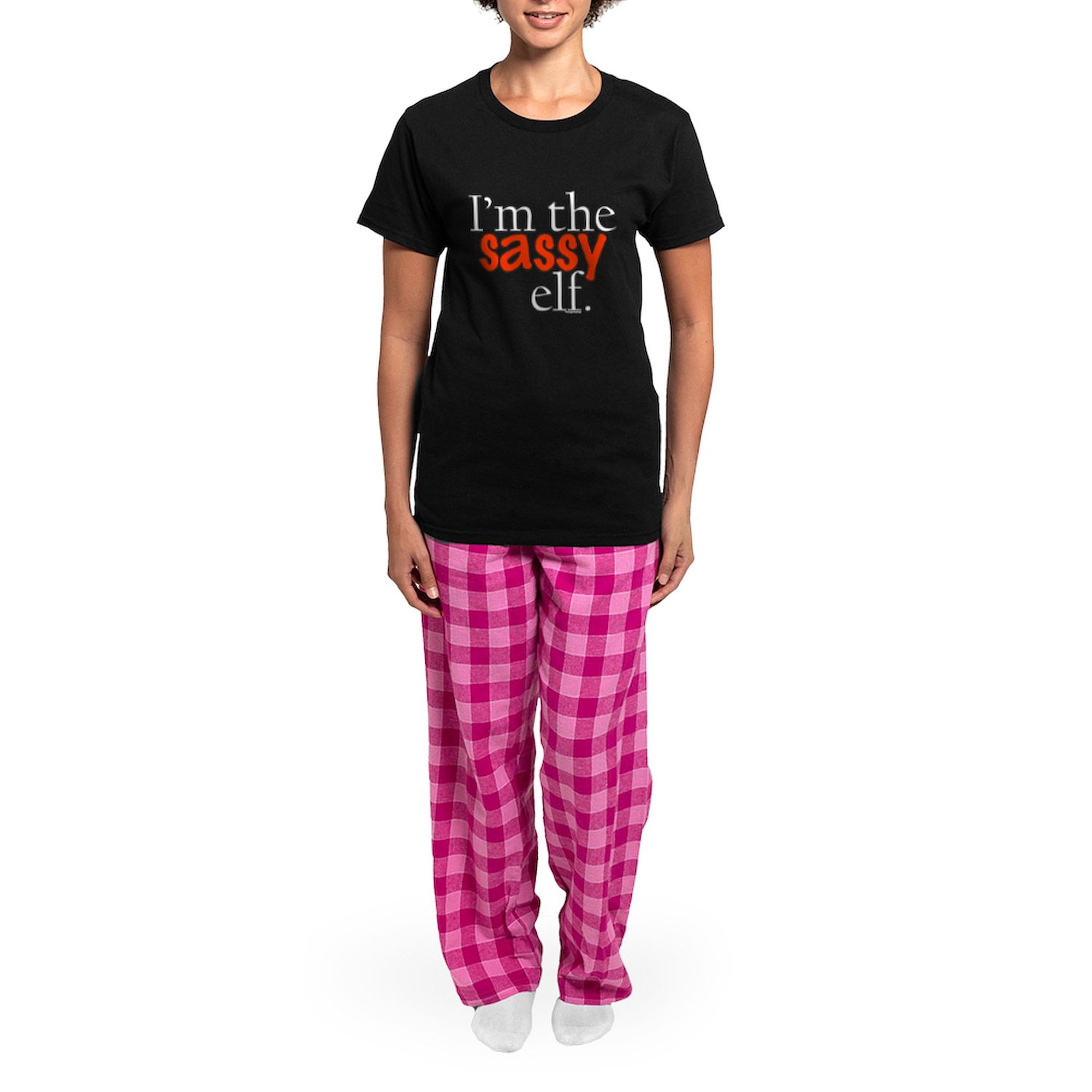 CafePress - Sassy Elf Women's Dark Pajamas - Women's Short Sleeve Print T-Shirt and Pants Dark Cotton Pajama Set
