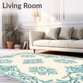 thumbnail image 2 of ODIKA 3'x5' Machine Washable Non-Slip Area Rug, Botanical Medallion with Flourishing Vine Motifs High Traffic Rug, Ivory, 517197, 2 of 7