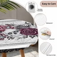 thumbnail image 5 of Halloween Round Fitted Tablecloth with Elastic Edge, Waterproof Table Cloth Table Cover for 45"-54" Tables, Black Horror Skull Roses Spi-der Web Vintage Tablecloths for Dining Picnic Indoor Outdoor, 5 of 9