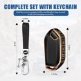 thumbnail image 3 of Key Fob Cover Compatible with Kia Telluride Sorento K4 K5 EV5 EV9 Carnival Sportage GT-Line 2023-2026 Soft TPU Leather Full Protection Smart Key Keychain Case Holder Protector,Gold Border - Black, 3 of 6