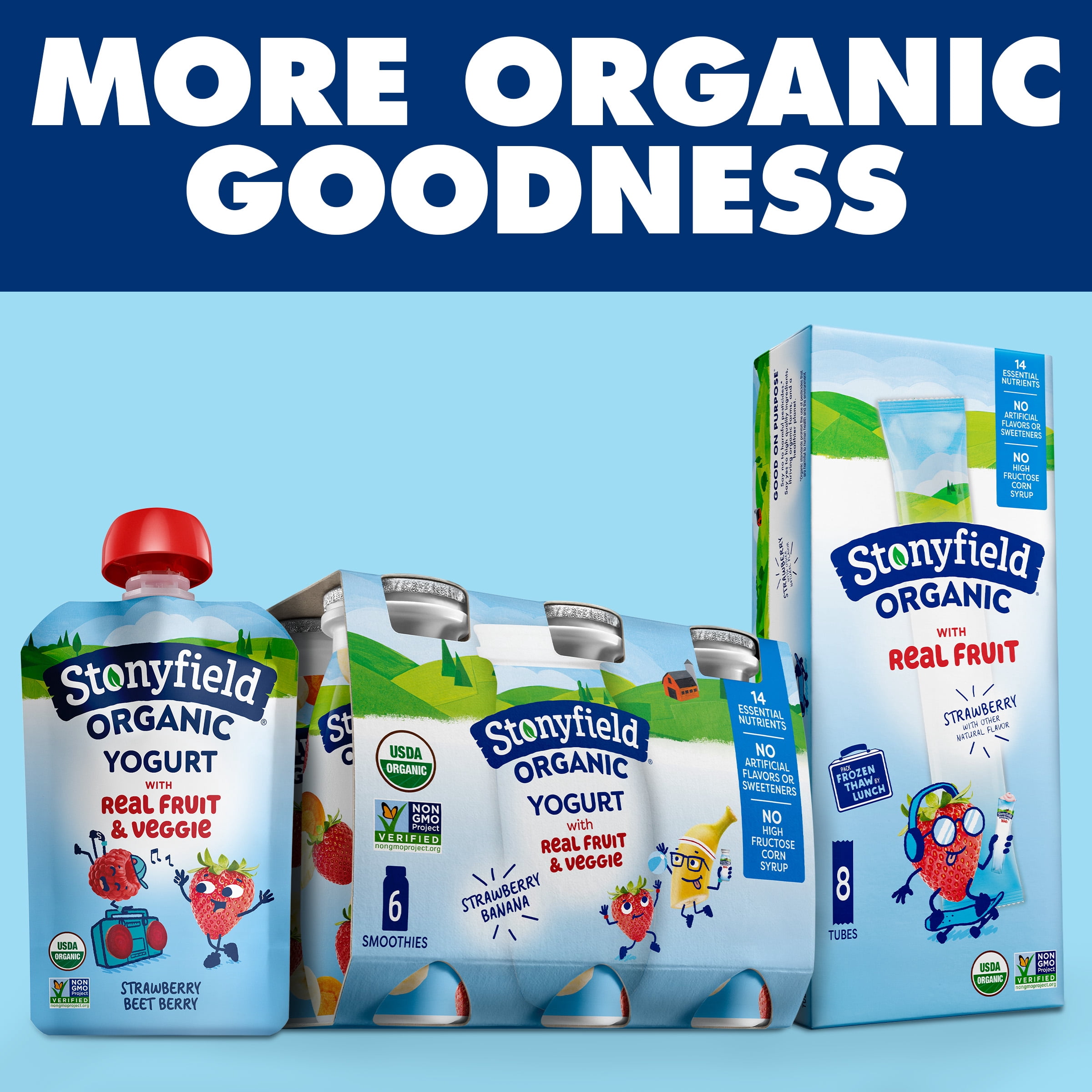 Stonyfield Organic Kids Whole Milk Yogurt Pouches, Strawberry Beet Berry, 3.5 oz., 4 Count