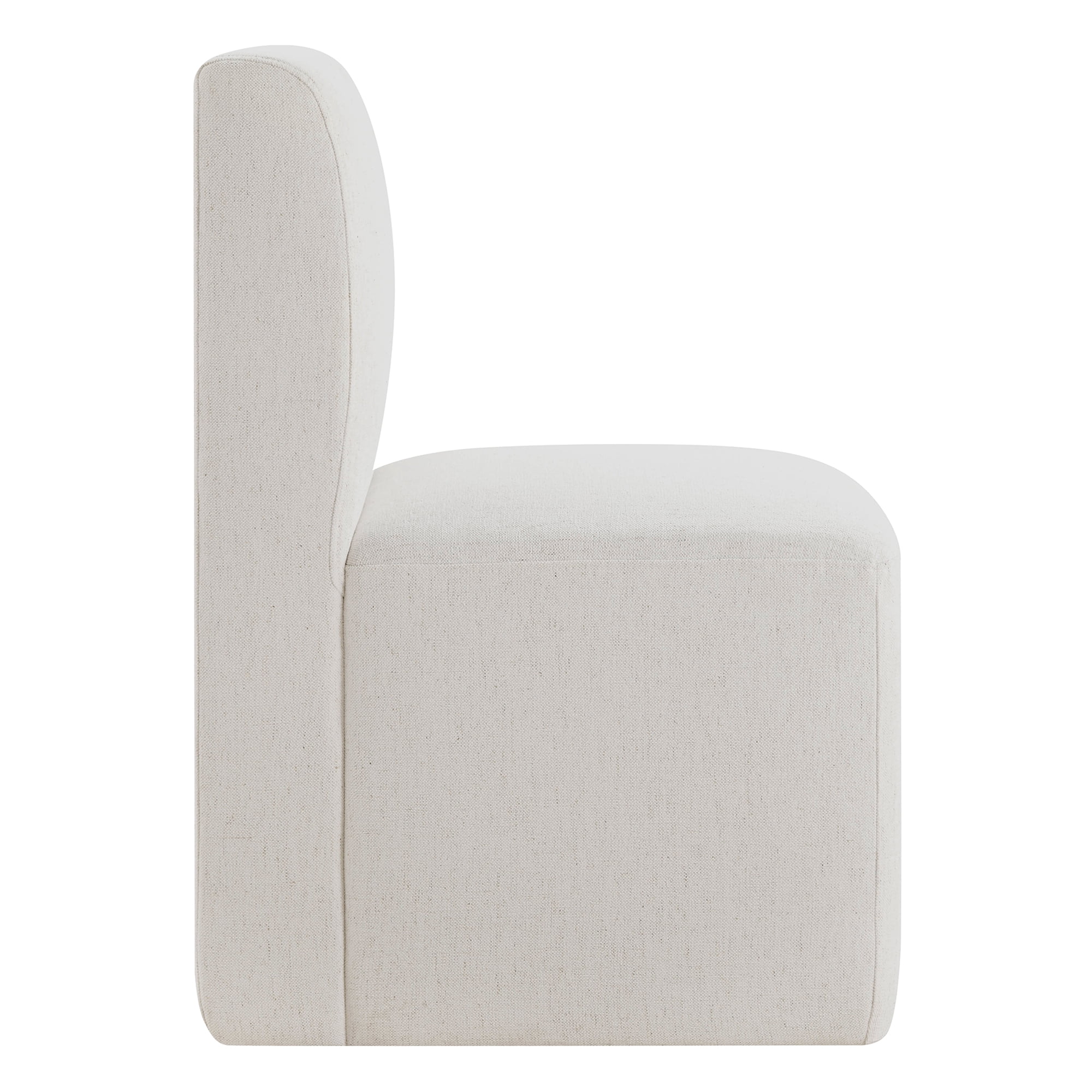 Spruce & Spring Upholstered Dining Chairs with Hidden Casters Set of 2, Cream(Grey-flecked)