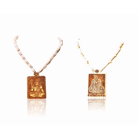 Kamada Combination of Shiv Tulsi (Basil) Pendant mala and exquisite Shri Bihariji Tulsi mala,Spritual Pendant Necklace for Women and Men