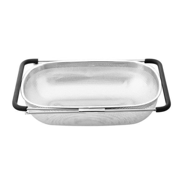Stainless Steel Large Over the Sink Kitchen Strainer Colander Expandable Adjustable Rubber Grip Handles Dishwasher Safe Drain Strain Fruits Vegetables Pasta Greens