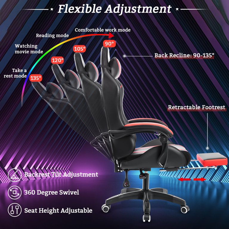 300lb Massage Office Chair Executive PU Leather Computer Desk Chair 135  Degree Reclining Ergonomic Gaming Chair with Footrest 