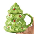 thumbnail image 2 of Christmas 15oz Christmas Tree Mug With Lid Cute Ceramic Xmas Tree Coffee Mug Adorable Festive Ceramic Coffee Cup Winter Xmas Holiday Birthday Tabletop Drinkware Teacup Gifts For Adults Kids, 2 of 9