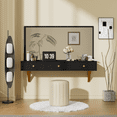 thumbnail image 3 of 47 Inch Floating Shelf Desk, Wall Mounted Vanity Table with 3 Drawers and Electronic Holder, Multi-Purpose Desk for Bedroom and Bathroom, Black and Gold, 3 of 10