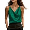 thumbnail image 2 of TGSLY Women's Silk Satin Camisole Silky Soft Cowl Neck Solid Color Shirts Lightweigh Thin Loose Casual Spaghetti Straps Sleeveless Tank Tops S, 2 of 9