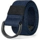 thumbnail image 1 of Cinturón de lona para hombre y mujer con hebilla negra y azul oscuro con anilla en D negra, 1 of 2