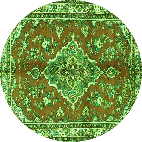 Ahgly Company Indoor Round Persian Green Traditional Area Rugs, 3' Round