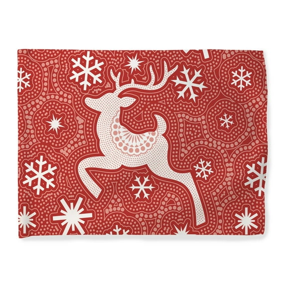 ThisWear Winter Themed House Flag Winter Holiday Reindeer Theme Horizontal House Flag Red