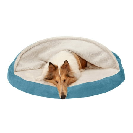 UPC: 0815181028329 | FurHaven Pet Products Faux Sheepskin Snuggery Orthopedic Pet Bed for Dogs & Cats – Blue  44  Base