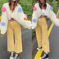 thumbnail image 5 of Women Puff Long Sleeve Sweater Cardigan Crochet 3D Flower Open Front Knit Jacket, 5 of 19