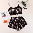 thumbnail image 2 of Rhuody Sleeveless Halloween Pajamas Women Vest Shorts Set Casual Home Ghost Print Pumpkin Skeleton Pattern Camisole Sleepwear 2 Piece Pjs Set Sexy Sleepwear Daily Festival Home Wear 2Xl Wine, 2 of 5