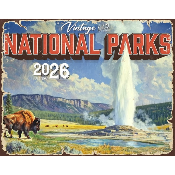 2026 Vintage National Parks Wall Calendar 16-Month X-Large Size 14x22, Retro-Classic Calendar by The KING Company-Monster Calendars