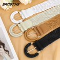thumbnail image 5 of Women Braided Rattan Wide Belt Woven Waist Belt With Half-Circle Buckle for Summer Dress Jeans Pants, 5 of 7