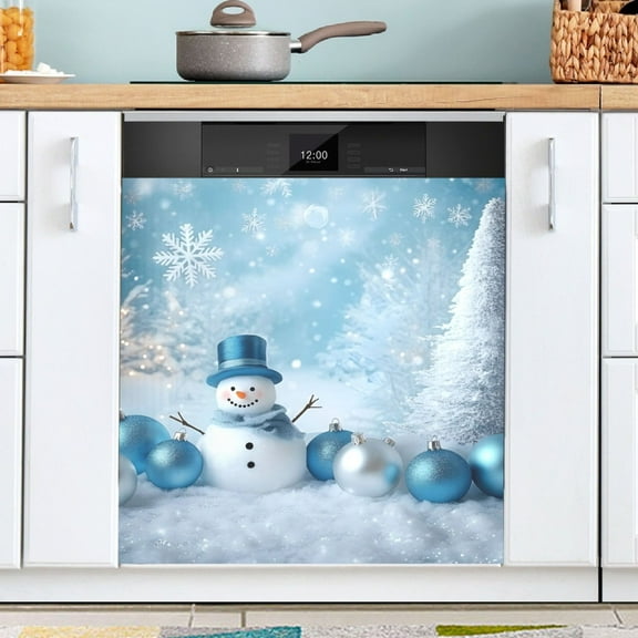 Ryvnso Christmas Snowman in Winter Dishwasher Magnetic Refrigerator Magnet Cover Kitchen Home Decorative 23"x26"