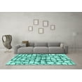 thumbnail image 3 of Ahgly Company Machine Washable Indoor Rectangle Abstract Turquoise Blue Modern Area Rugs, 2' x 5', 3 of 4