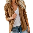 thumbnail image 3 of chouyatou Women's Fall Stand Collar Zip Up Military Cotton Utility Safari Jacket, 3 of 5