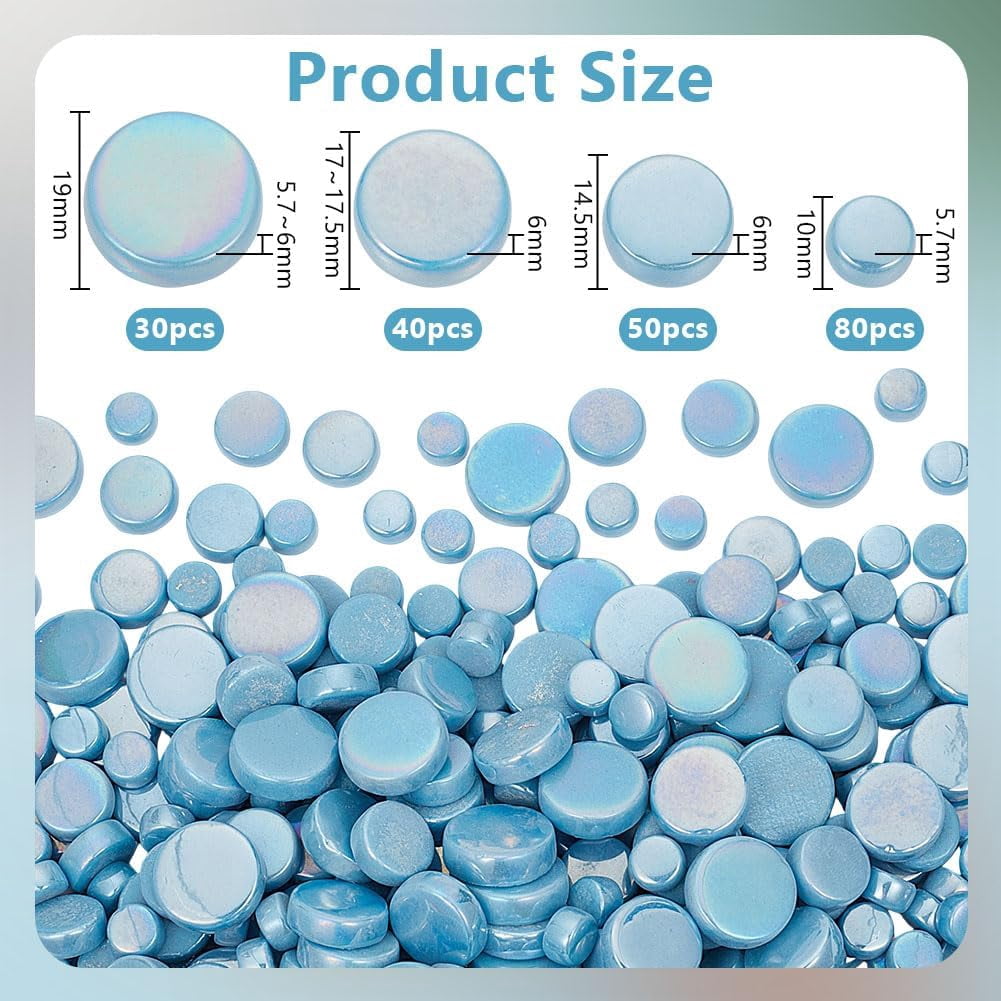 200pcs 4 Sizes Round Glass Mosaic Tiles for Crafts Purple Glass Mosaic Pieces Creative Iridescent Mosaic Tiles for DIY Craft Flowerpots Cups Vases Garden Decor Mosaic Projects