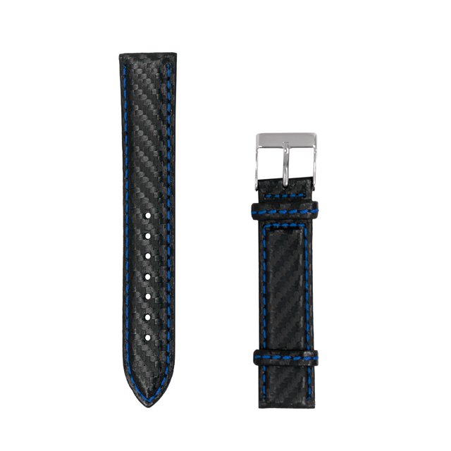 Correa para Reloj Klokker Strap Banda Carbono con rombos Negro Azul 18mm