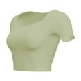 thumbnail image 4 of ZyeKqe Women's Workout Tops Built in Bra Yoga Top Short Sleeve Crewneck Crop Top Quick Dry Athletic Tees, 4 of 4