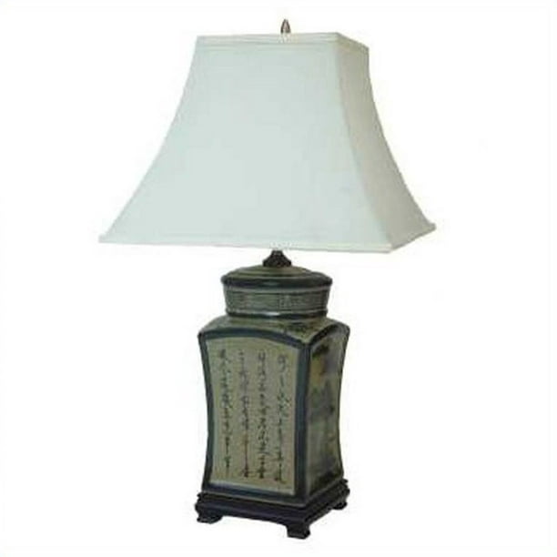 Oriental Furniture Lampe 25" en Noir et Gris