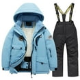 thumbnail image 2 of Busydd Toddler Two Piece Sets Snow Ski Jacket and Pant Fashion Warm Fleece Winter Coats Unisex Kids Outdoor Snowsuits Little Girls and Boys Windproof Ski Suit 3-12 Years, 2 of 3