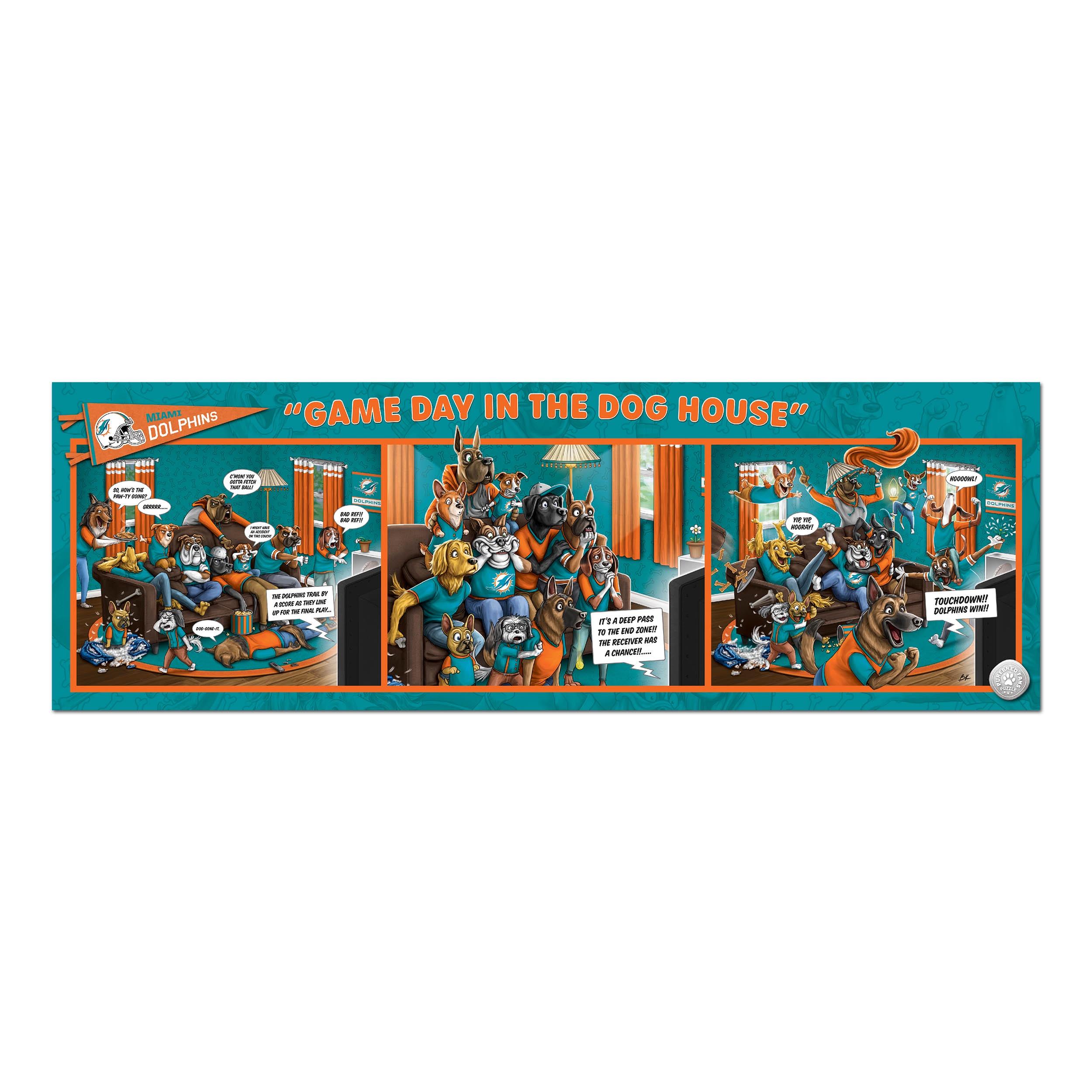 YouTheFan NFL Miami Dolphins Purebred Fans Gameday in the Dog House 1000PC Puzzle