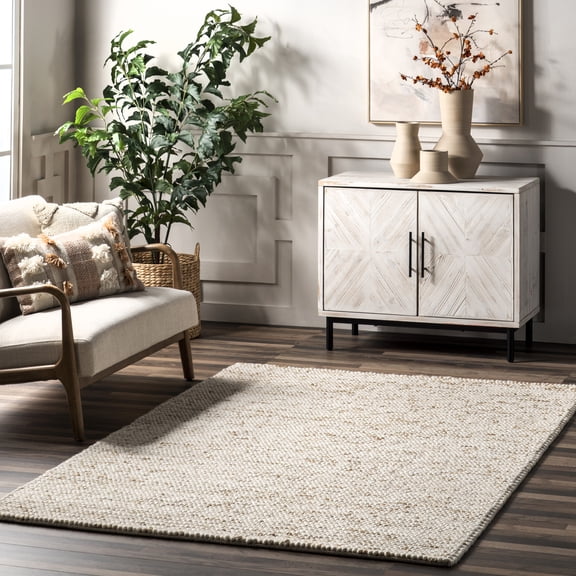 nuLOOM Deeanna Casual Textured Wool Area Rug, 5' x 8', Ivory