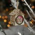 thumbnail image 4 of chaungfeng LED Mini Wooden House Ornament, Christmas Tree Hanging Decoration with Lights, for Holiday Display, Scene Arrangement, 2.8x2x3.15 Inches, 4 of 6