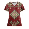 thumbnail image 1 of Snoarin Summer Plus Size Womens Summer Tops Mode Femme Manches Courtes Col en V Tops Uniforme de Travail Imprimé Poche Blouse Tops Uniformes de Travail pour Femmes en Liquidation, 1 of 2