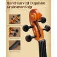 thumbnail image 3 of HarmonyStrings Violin 4/4 Full Size Set Fiddle, Acoustic Violins Complete Kit with Handcrafted Board, Starter Lightweight Hard Case for Beginners Matte, 3 of 9