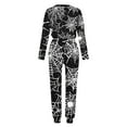 thumbnail image 4 of Cavosen Halloween Two Piece Set for Women Long Sleeve Web Spider Print Loungewear Sets Long Pants Round Neck Matching Tops Sweatsuit with Pocket Drawstring Casual Tracksuit Holiday, 4 of 5