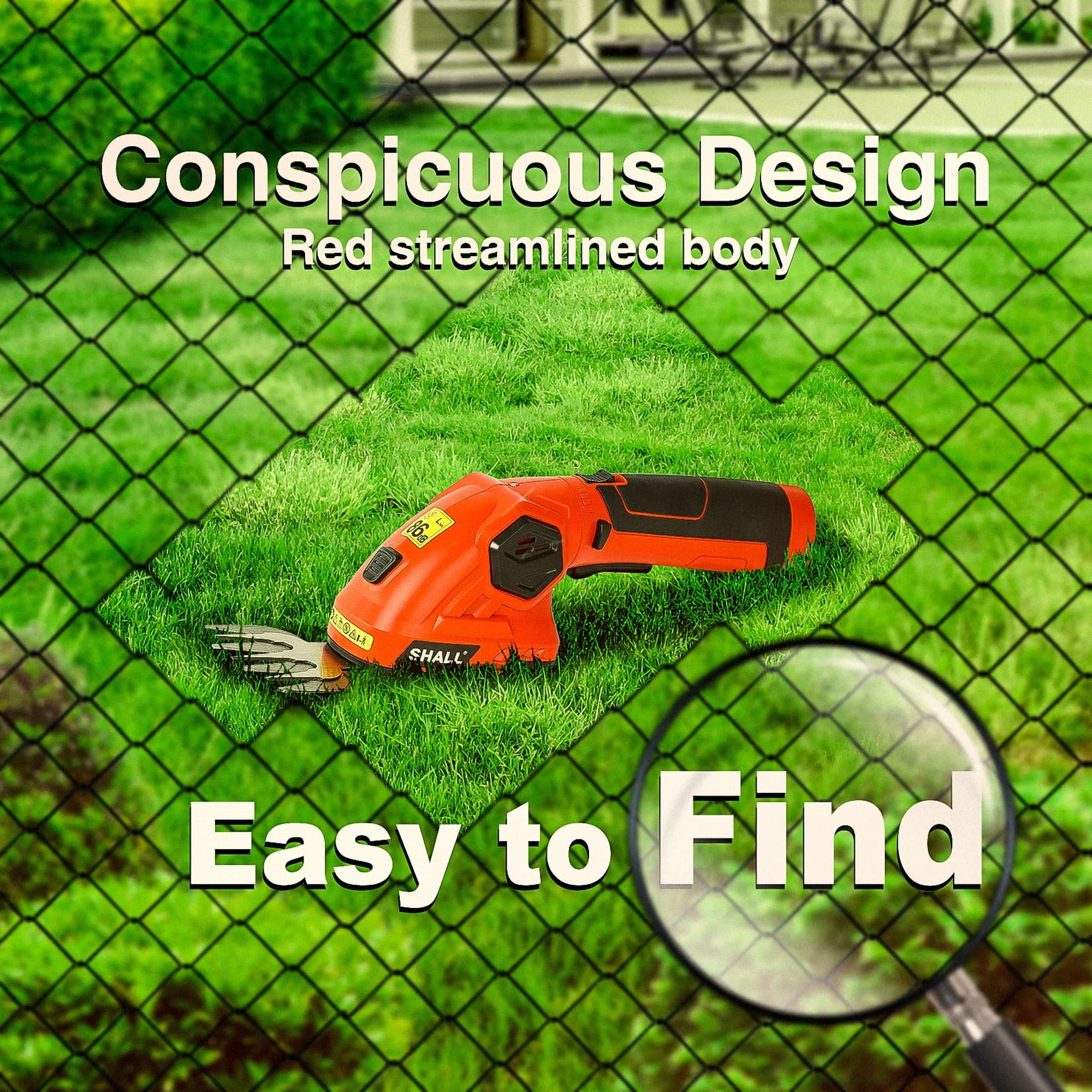 SHALL Hedge Trimmer Cordless & Garden Shears - 7.2V Electric Shrub Trimmer 2 in 1 Garden Clippers Handheld Hedge Trimmers, Hedge Clippers Grass Cutter W/ Pruning Scissor