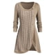 thumbnail image 1 of Jersey de punto con costura irregular y decoración de botones de manga larga y cuello redondo para mujer de talla grande, 1 of 6