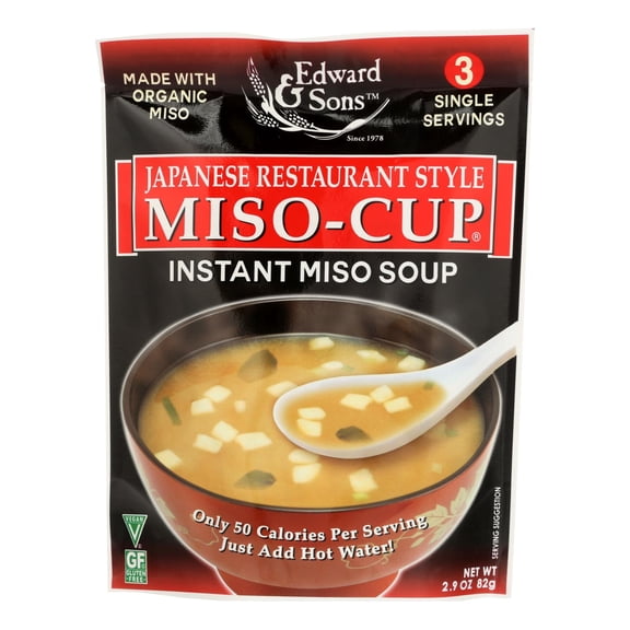 Edward and Sons Miso Cup Soup Japanese Restaurant Style 2.9 oz. Pack of 3