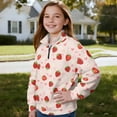 thumbnail image 3 of Uorisanigo Girls Half Zip Collar Sweatshirts Casual Strawberry Print Long Sleeve Pullover Jackets Fashion Fall Winter Clothes Athletic Sweatshirts Pullover Jacket Outerwear, 3 of 7