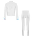 thumbnail image 2 of Sinleey Kids Girls Ice Skating Outfits Long Sleeve Zipper Skating Jacket with Shiny Leggings White 10, 2 of 4