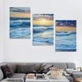 thumbnail image 4 of Nawypu Sea Beach Framed Canvas Wall Art For Living Room Wall Decor For Bedroom Home Decor Blue Ocean Canvas Pictures Artwork Sunny Sea View Wave Painting Office Wall Decorations 12''x16''X3 Panels, 4 of 4
