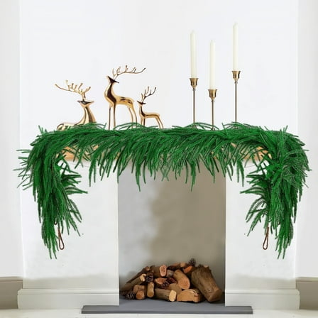 Lumikrypt 2Pcs 6Ft Christmas Norfolk Pine Garland, Realistic Christmas Garland, Natural Artificial Green Plant Garland, Suitable for Christmas Table,Wall, Indoor, Outdoor Holiday Winter Decoration