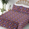 thumbnail image 3 of Ambesonne Paw Print Fitted & Flat Sheet with Shams 4 Pcs Set, Cartoon Puppy Kitten Art, Full, Purple and Multicolor, 3 of 5